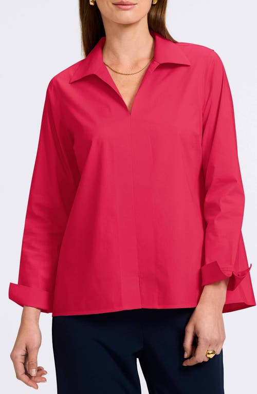 Foxcroft Agnes Split Cuff Popover Blouse In Raspberry