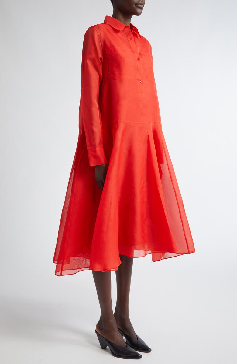 Altuzarra Sissy Long Sleeve Silk Organza Shirtdress, Alternate, color, 