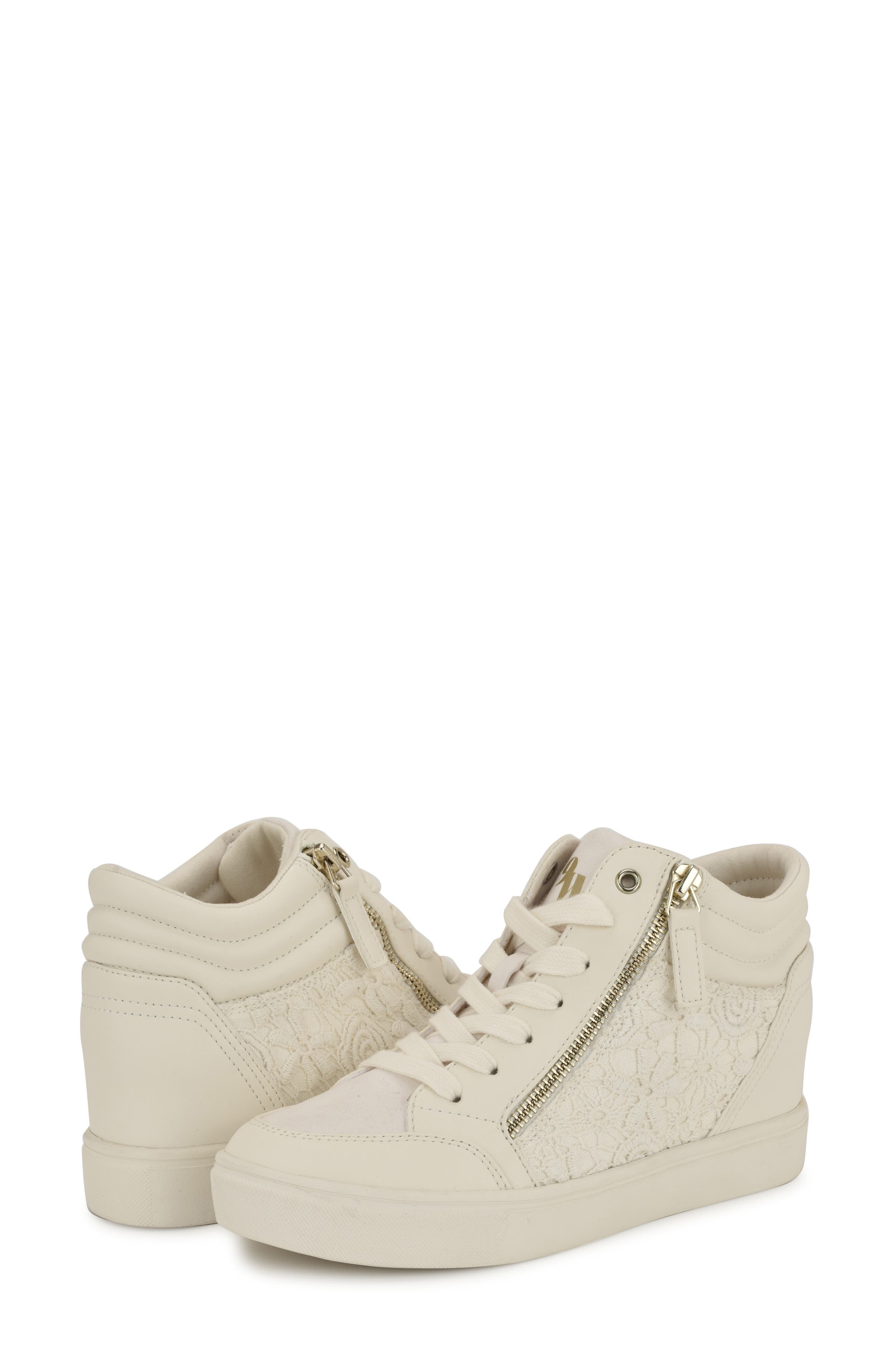 Nine West Tons Lace-Up Wedge Sneaker, Alternate, color, Ivory Lace