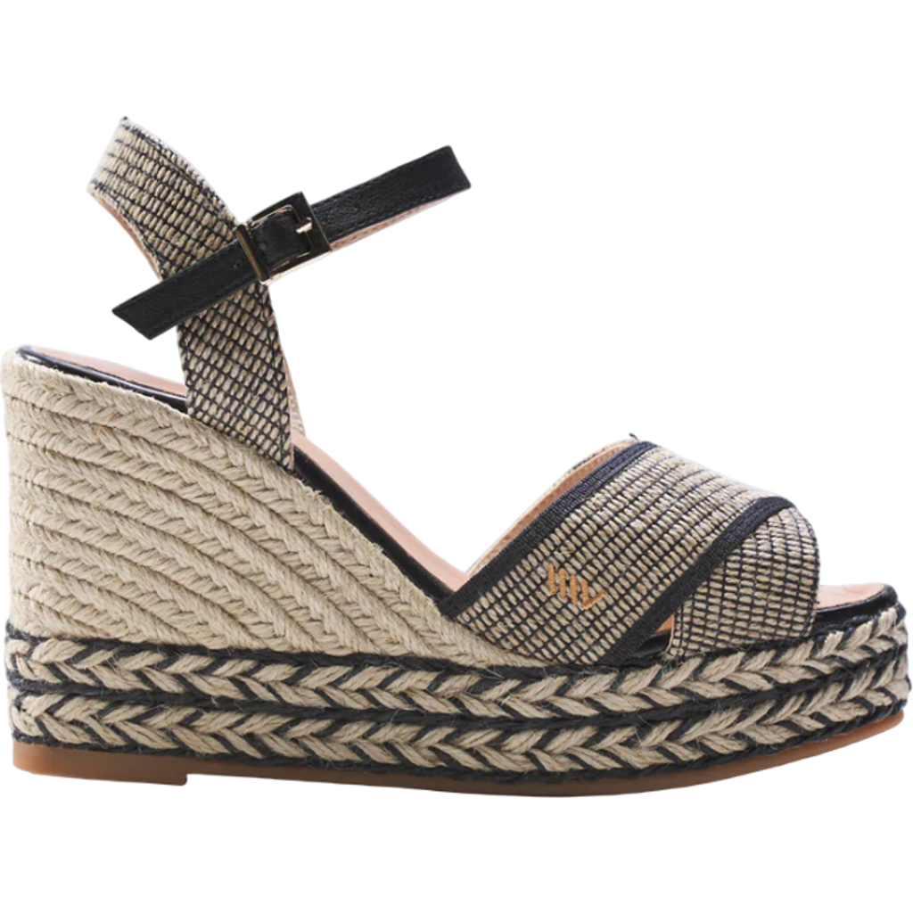 Viscata Empuria Canvas Espadrille Sandal Wedges In Black