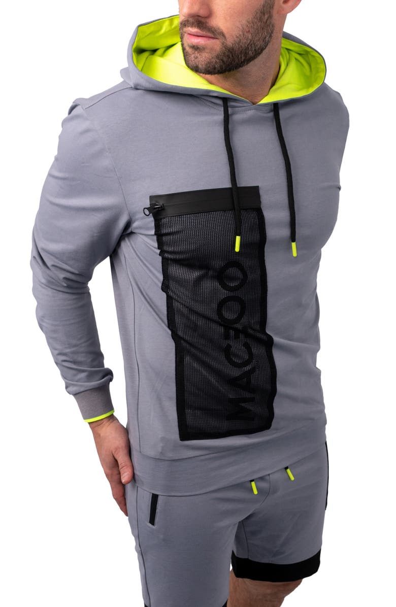 Maceoo Net Grey Pocket Hoodie, Alternate, color, Grey