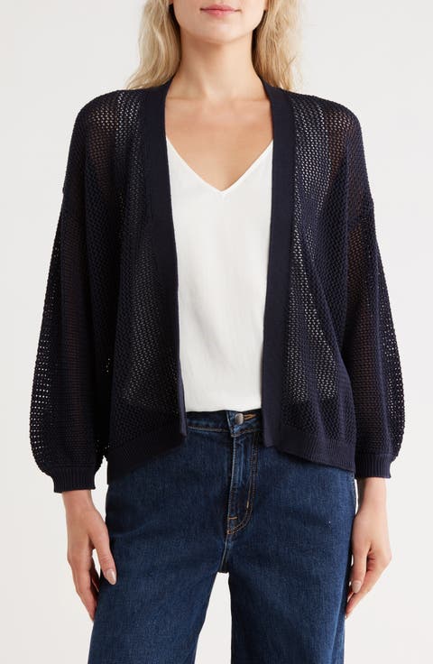 Open Stitch Front Cotton Cardigan