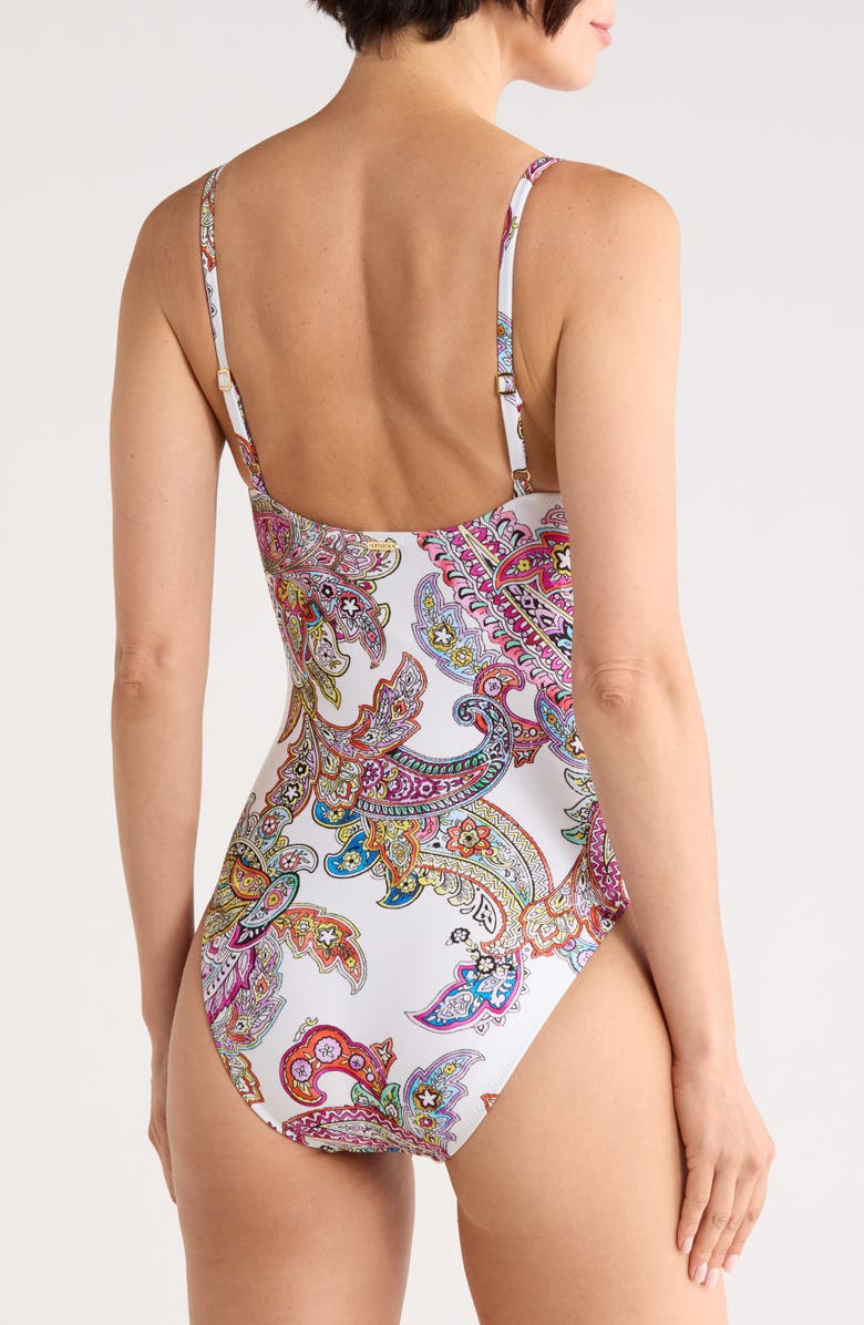 L'AGENCE Remi Bright Paisley Underwire One-Piece Swimsuit, Alternate, color, White Multi