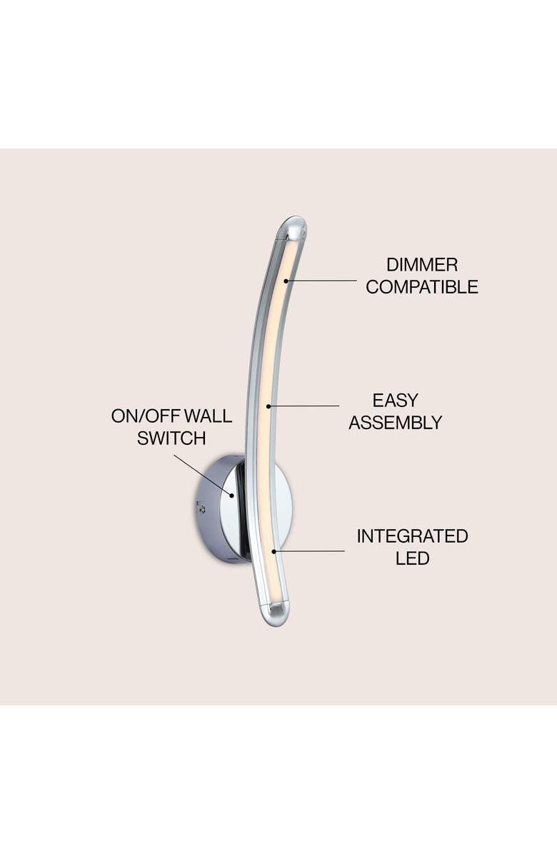 JONATHAN Y Roxanna Dimmable Integrated LED Metal Sconce, Alternate, color, Chrome