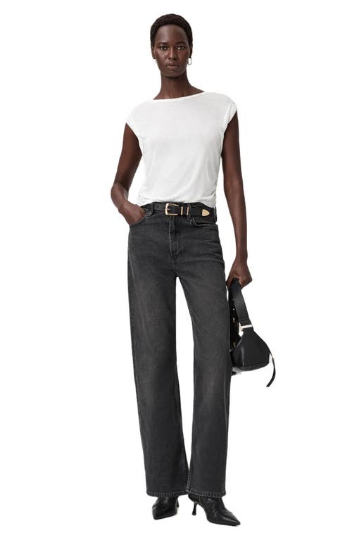 Allsaints Metallic Cap Sleeve Top In White