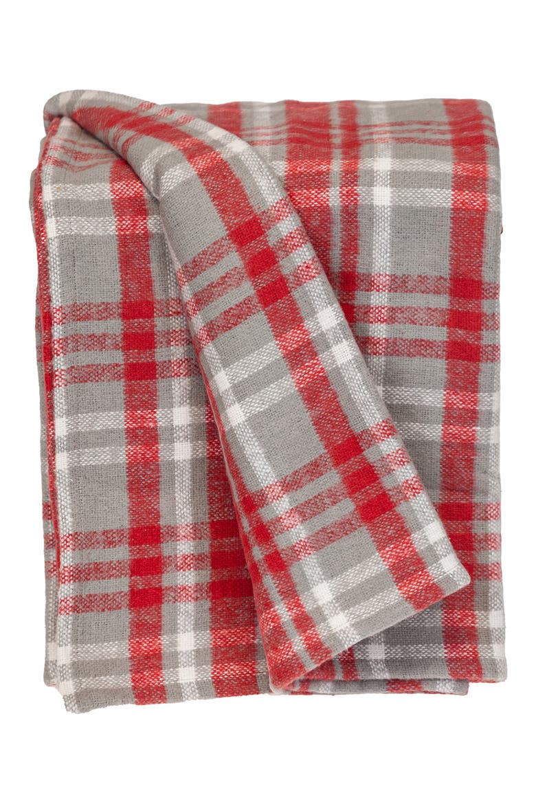 Plaid Cotton Throw Blanket, Main, color, RED