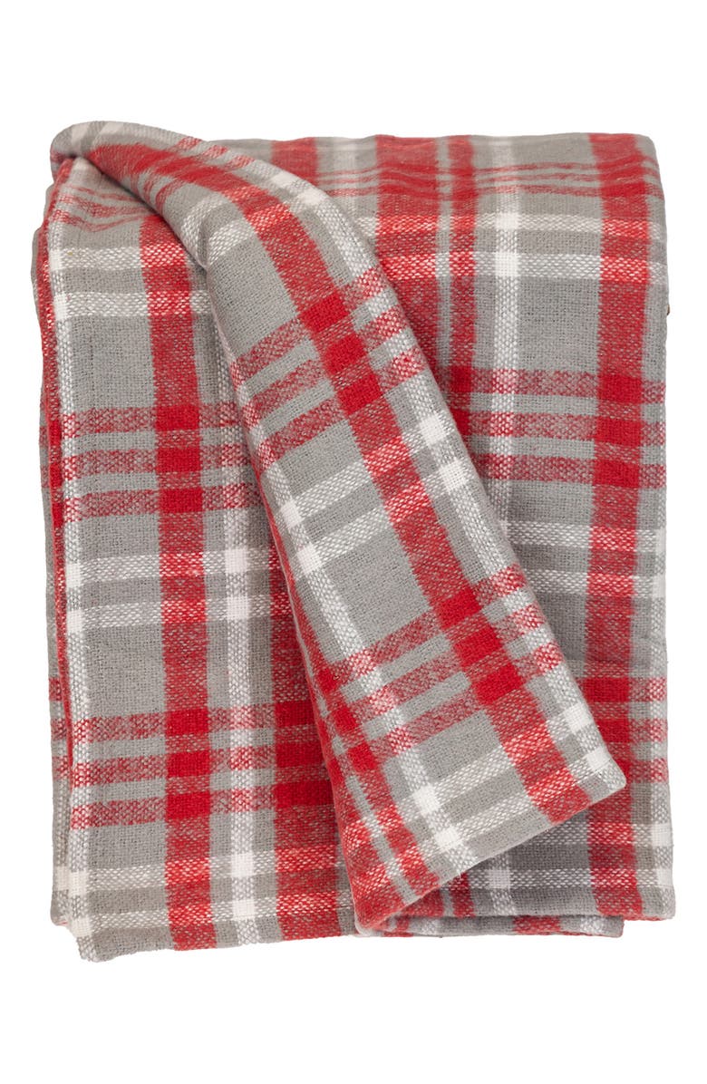 PARKLAND COLLECTION Plaid Cotton Throw Blanket, Main, color, Red