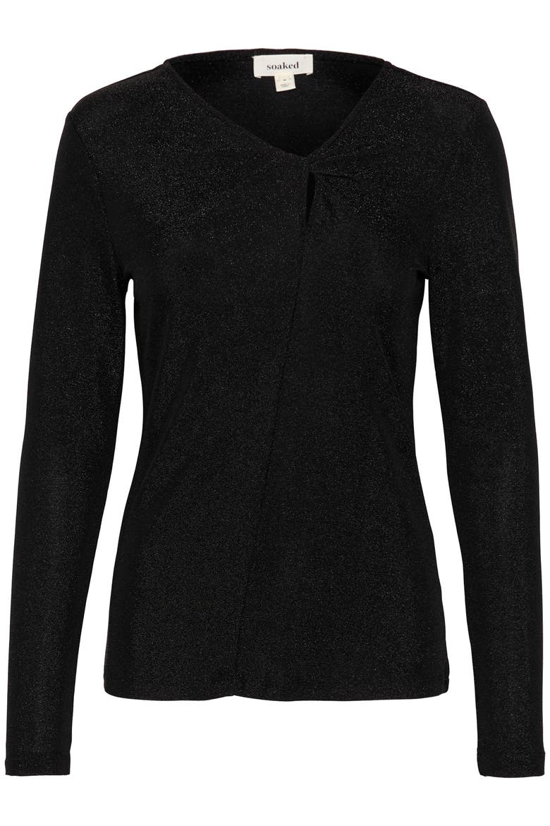Skylara Knotted Long Sleeve Glitter Top, Alternate, color, Black