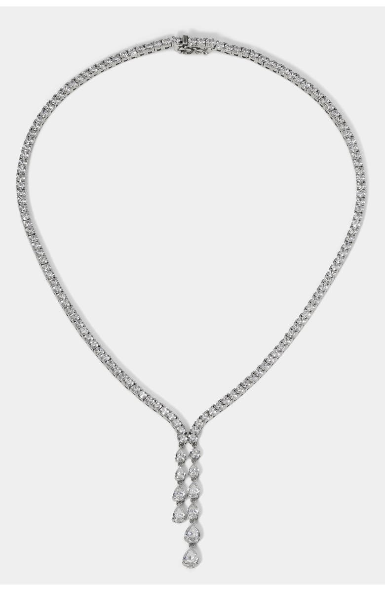 Nadri Willow Round CZ Tennis Double Drop Y Necklace, Main, color,