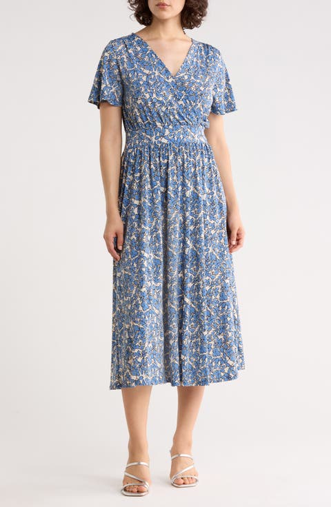 Floral V-Neck Midi Dress