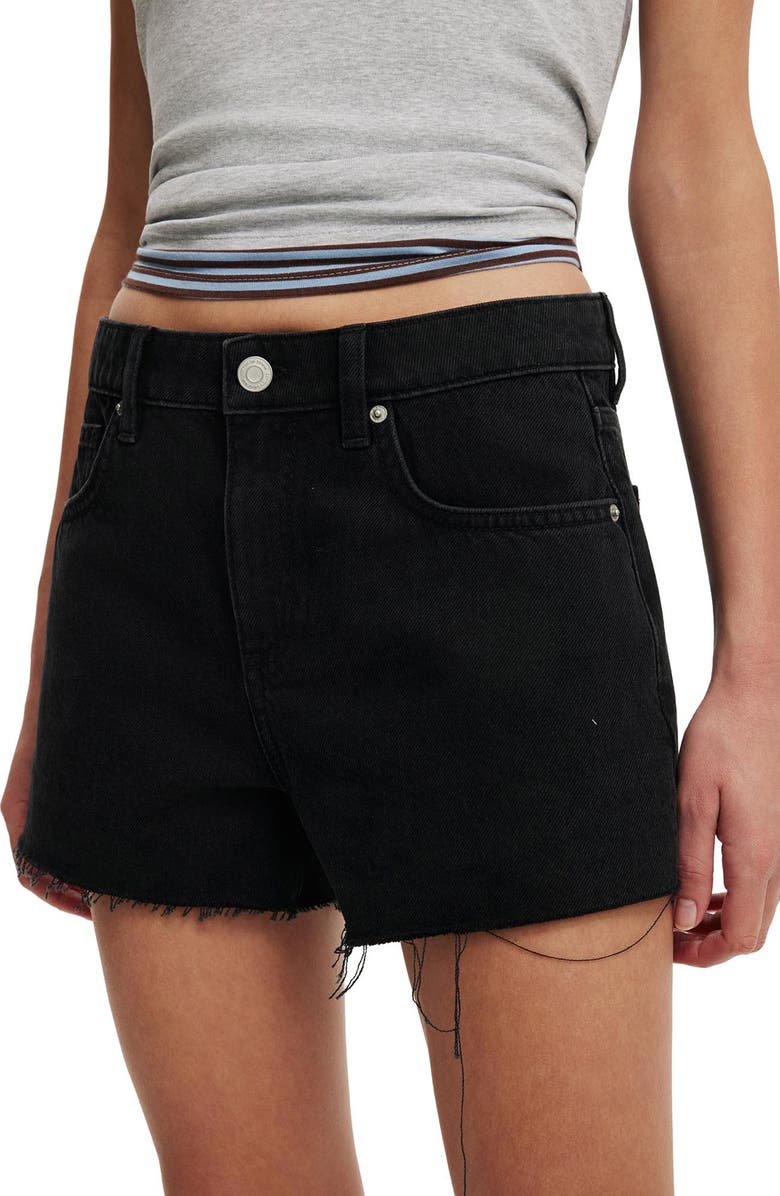 Cotton On Original Denim Cutoff Shorts, Alternate, color, Leo Black
