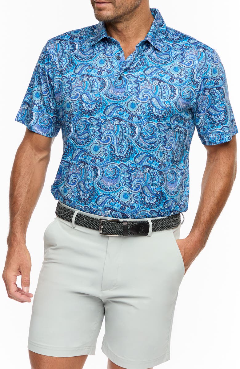 Robert Graham Neris Paisley Performance Polo, Main, color, Blue