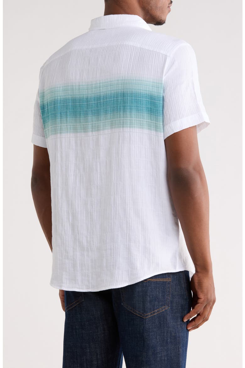 Chest Stripe Short Sleeve Crinkle Button-Down Shirt, Alternate, color, BRIGHT WHITE
