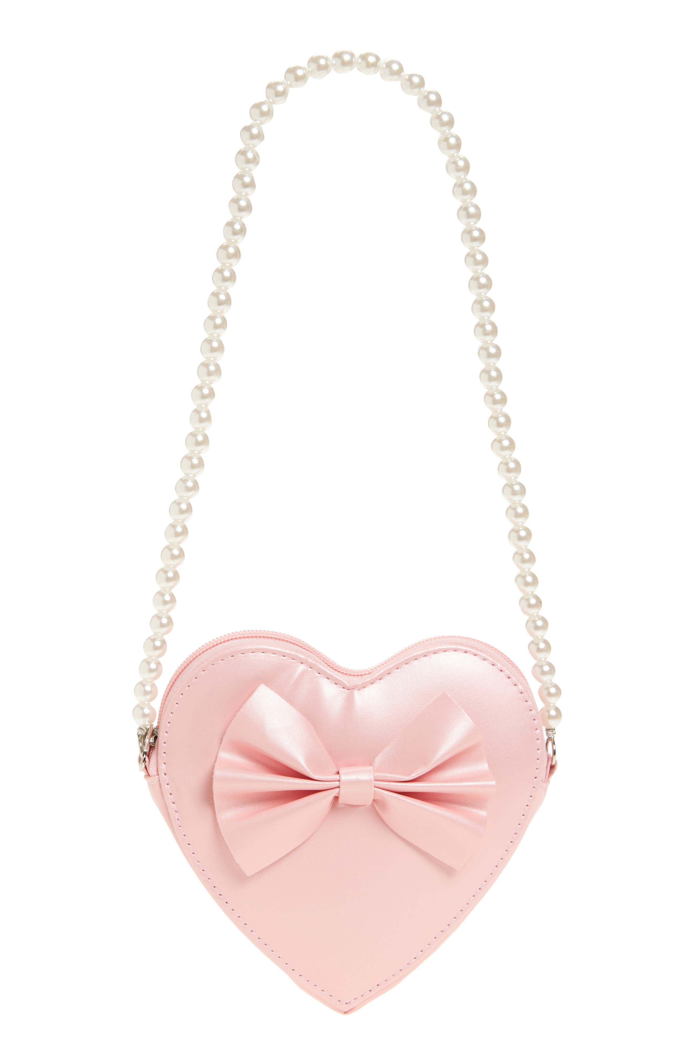 Capelli New York Kids' Imitation Pearl Faux Leather Heart Shoulder Bag, Main, color, Pink