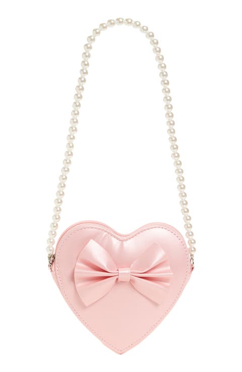 Kids' Imitation Pearl Faux Leather Heart Shoulder Bag