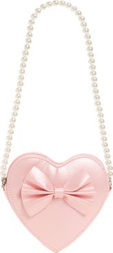 Capelli New York Kids' Imitation Pearl Faux Leather Heart Shoulder Bag