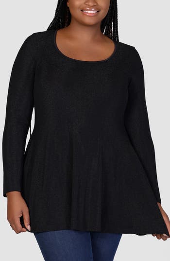 24seven Comfort Apparel Metallic Tunic Top