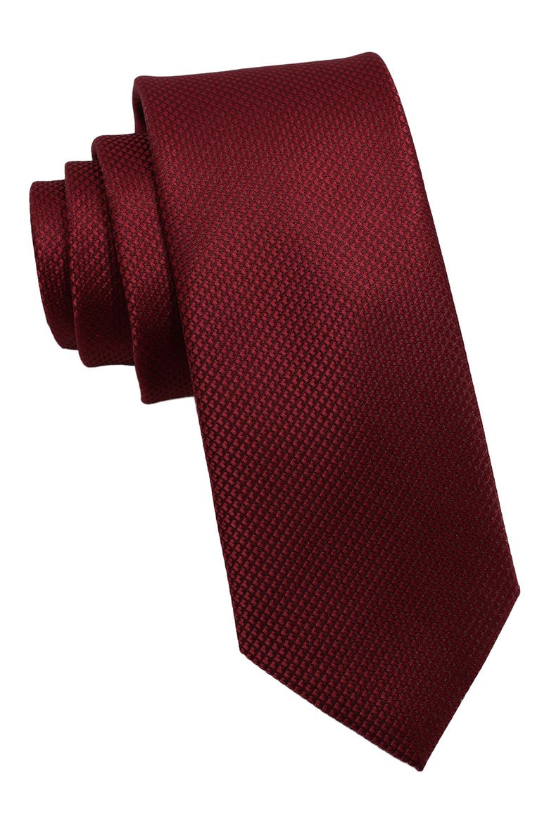 Solid Textured Tie, Main, color, BURGUNDY