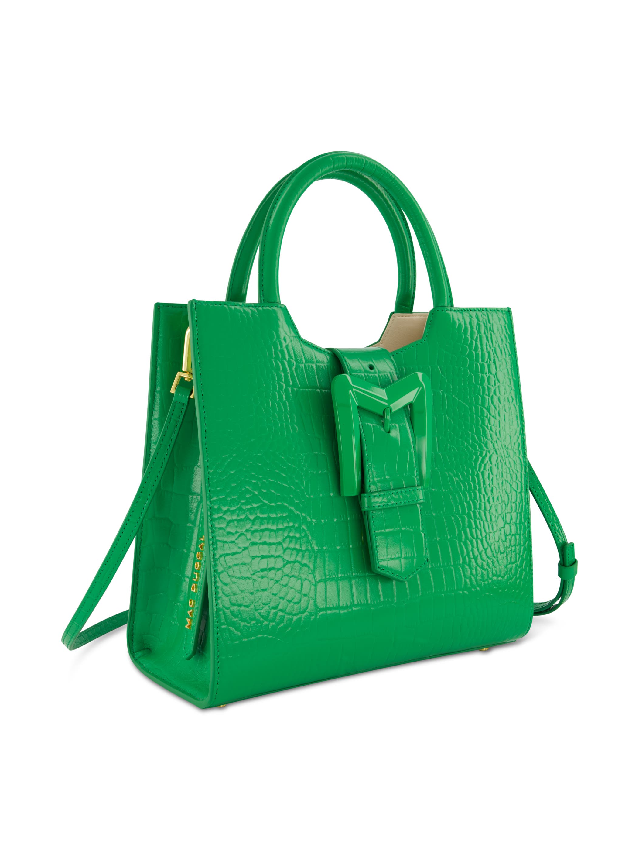 Crocodile Leather Buckle Detail Medium Tote Bag, Alternate, color, Spring Green