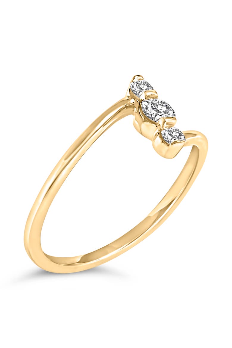10K Gold 1/4 Cttw Lab Grown Diamond Vertical Three Stone Ring, Alternate, color, Yellow