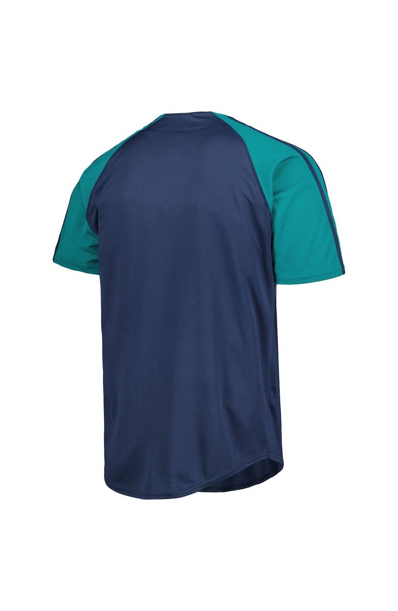 STITCHES Men's Stitches Navy Seattle Mariners Button-Down Raglan Fashion Jersey, Alternate, color,