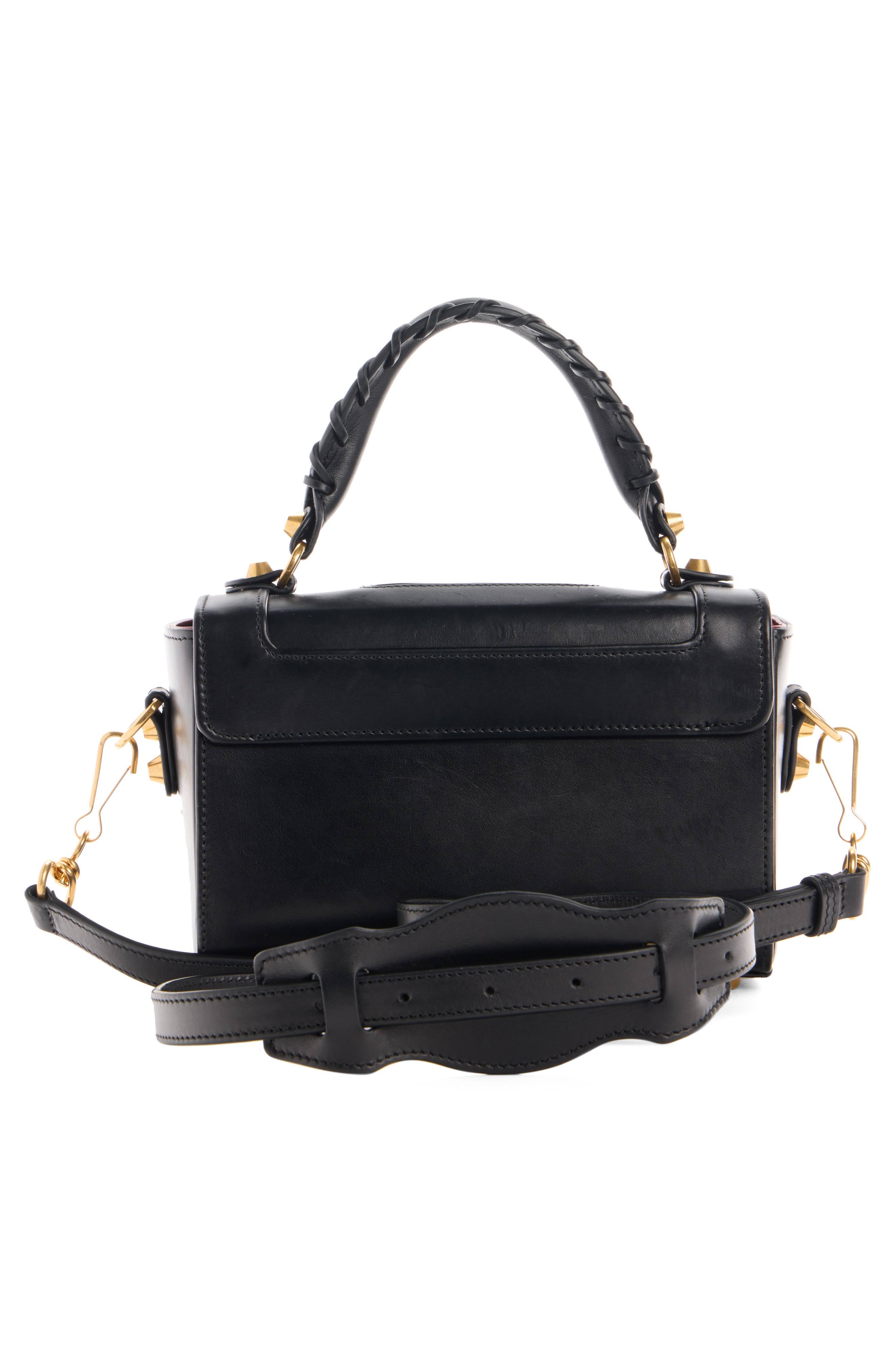 Le City Sleek Box Leather Satchel, Alternate, color, 1629 BLACK/ RUBY