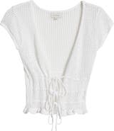 PacSun Madeline Open Stitch Tie Front Cotton Top