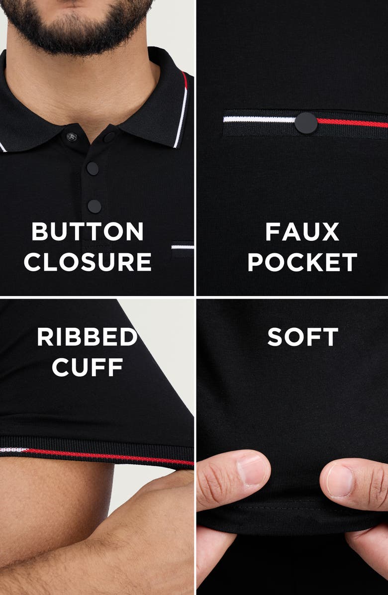 XRAY Jacquard Rib Collar Polo, Alternate, color, Black/ Red