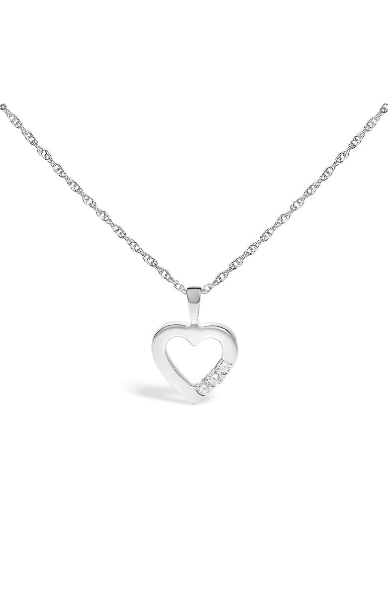 Haus of Brilliance Silver Lab Grown Diamond 1/4 Cttw Three Stone Heart Pendant Necklace, Main, color, White