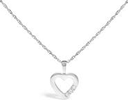 Haus of Brilliance Silver Lab Grown Diamond 1/4 Cttw Three Stone Heart Pendant Necklace