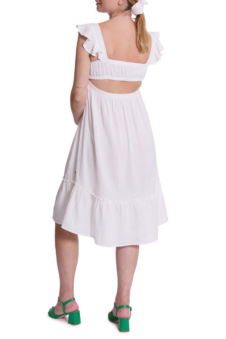 Melody Organic Cotton Gauze Maternity/Nursing Midi Dress, Alternate, color, WHITE