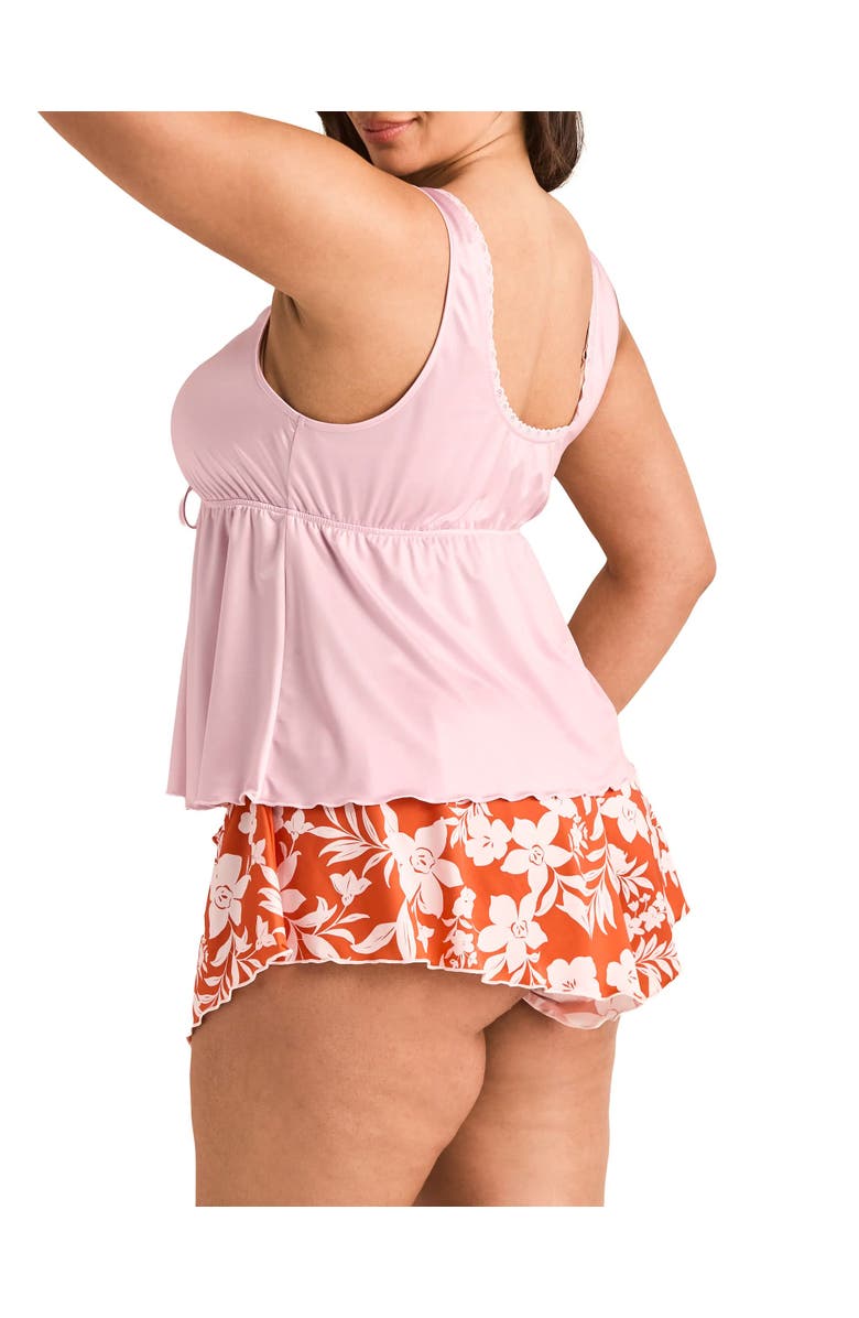 Adore Me Lavern Pajama Tank Top & Shorts Set, Alternate, color, Floral Orange