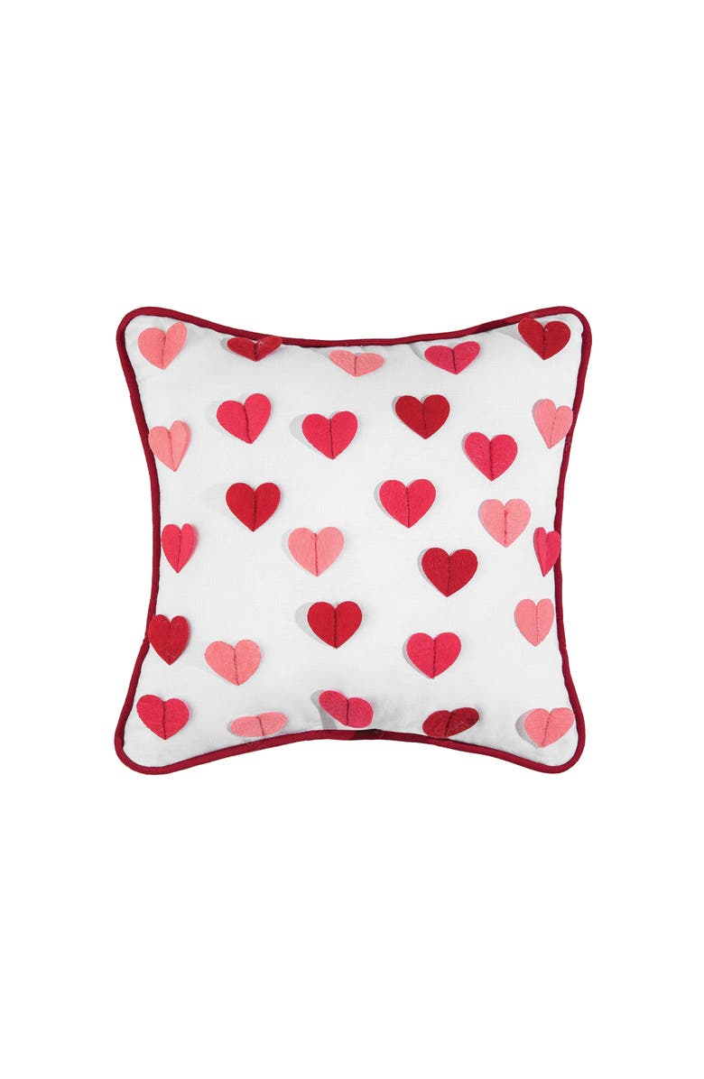 C&F Home Heart Embroidered Mini Valentine's Day Accent Pillow 10" x 10", Main, color, Red