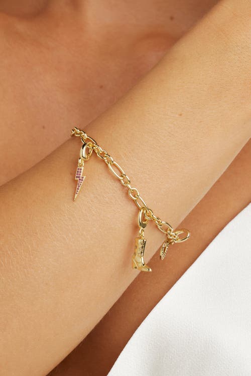 Untamed Petals Classic Link Charm Bracelet In Gold