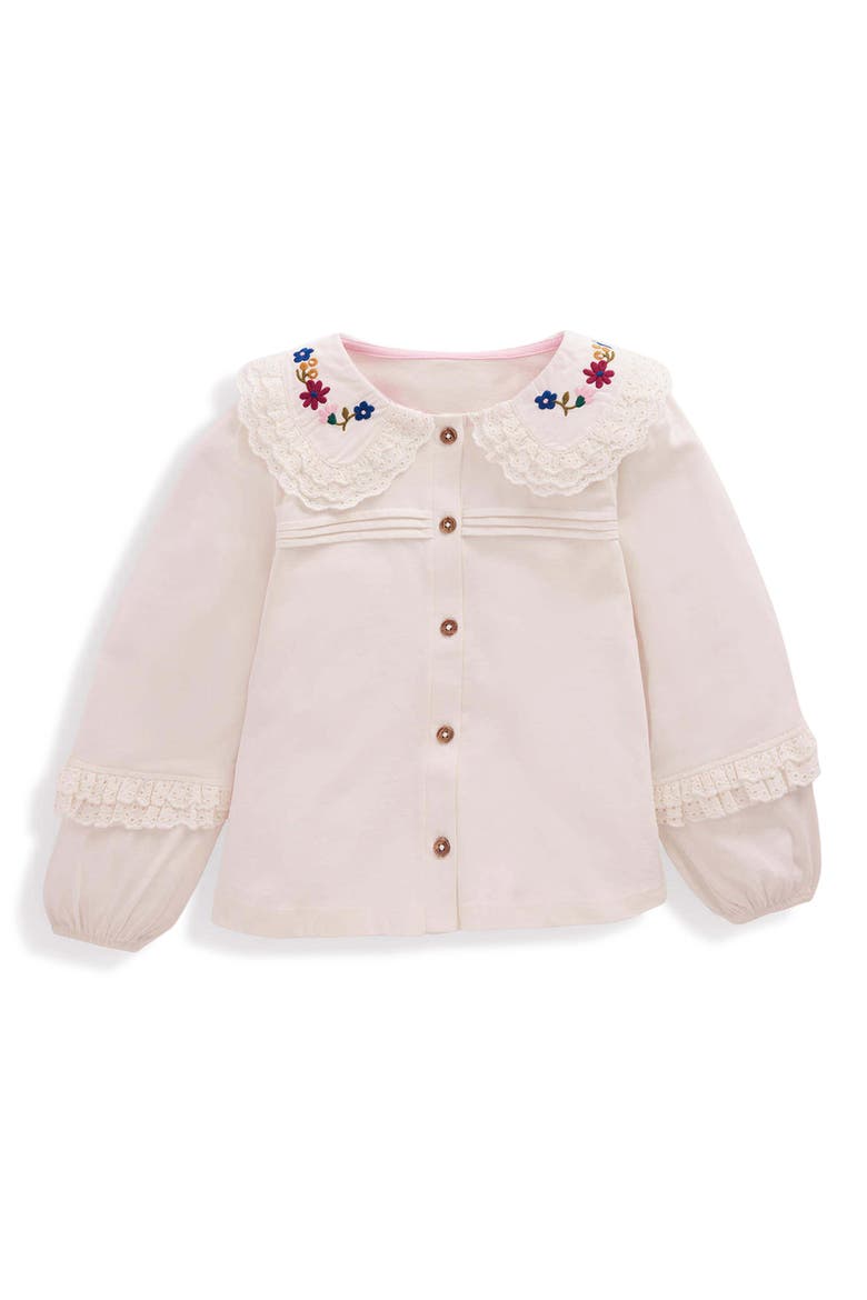 Kids' Embroidered Broderie Collar Cotton Jersey Top, Main, color, SOFT IVORY