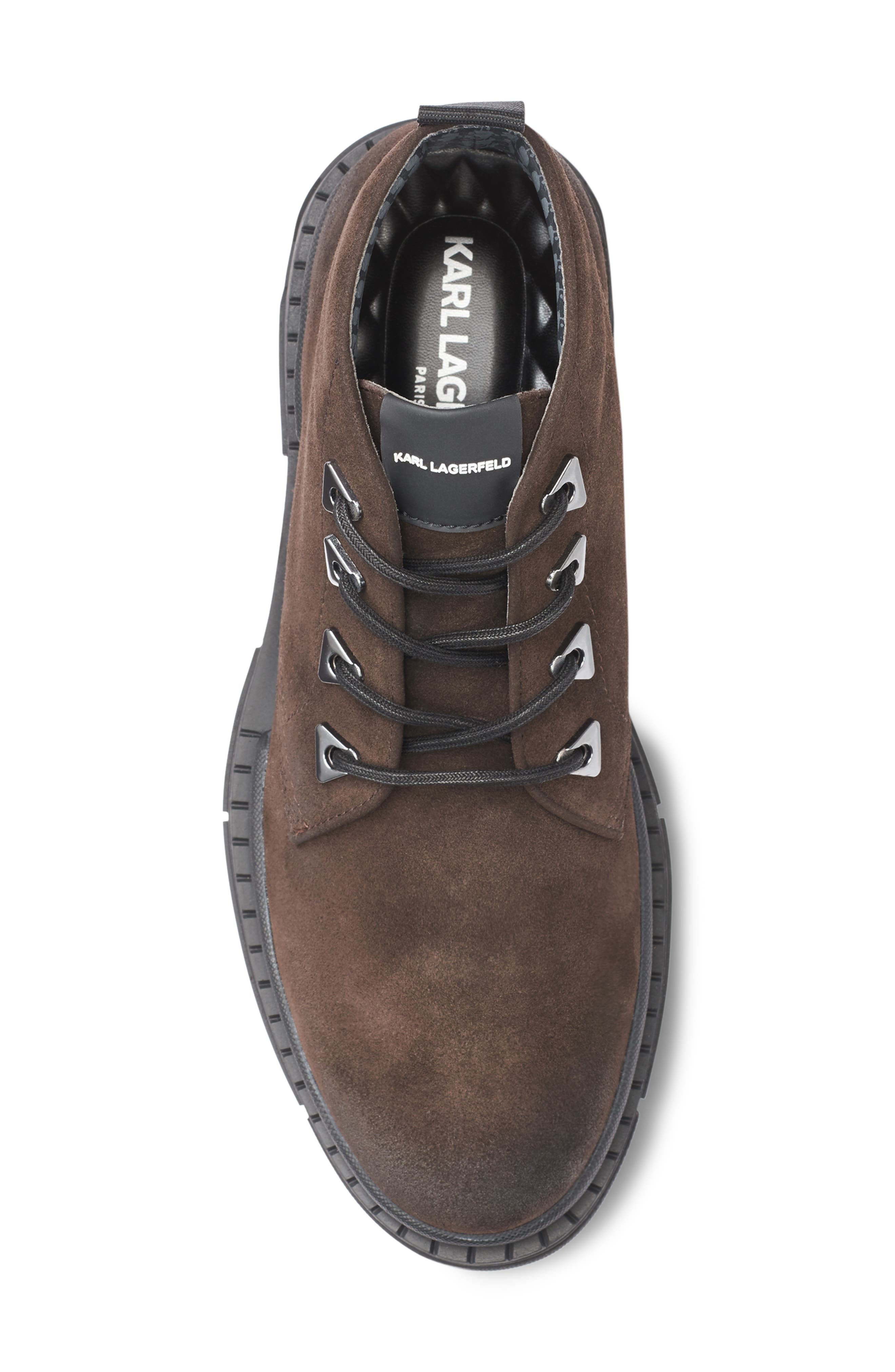 KARL LAGERFELD PARIS Suede Lug Chukka Boot, Alternate, color, Dark Brown