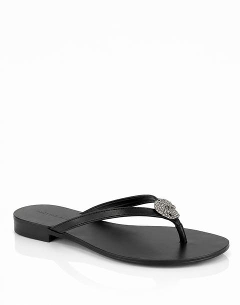 Nappa Flip Flop Sandals Crystal Skull Women