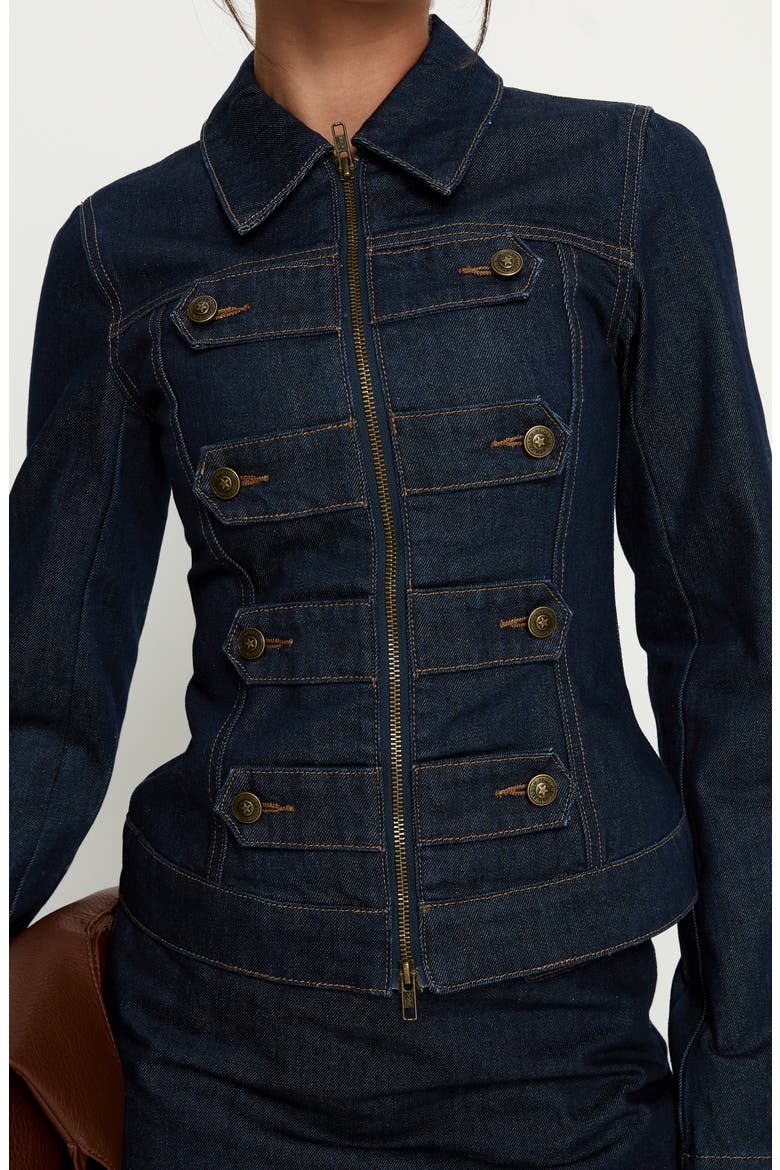 Cristen Cadet Denim Jacket, Alternate, color, INDIGO