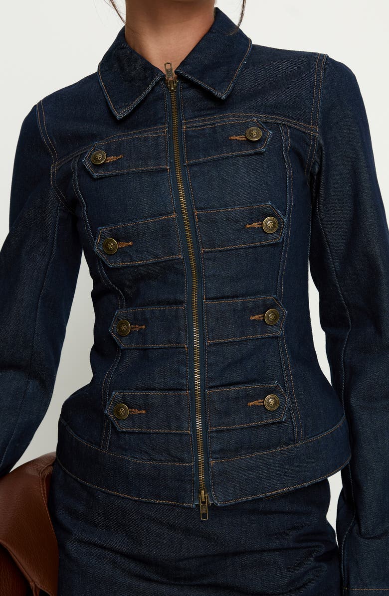 Princess Polly Cristen Cadet Denim Jacket, Alternate, color, 