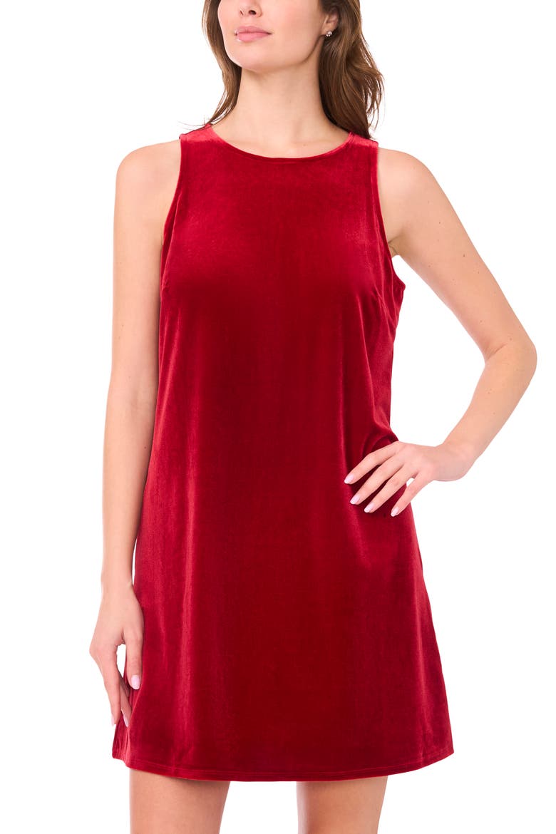 Velvet Shift Minidress, Alternate, color, SCARLET SAGE