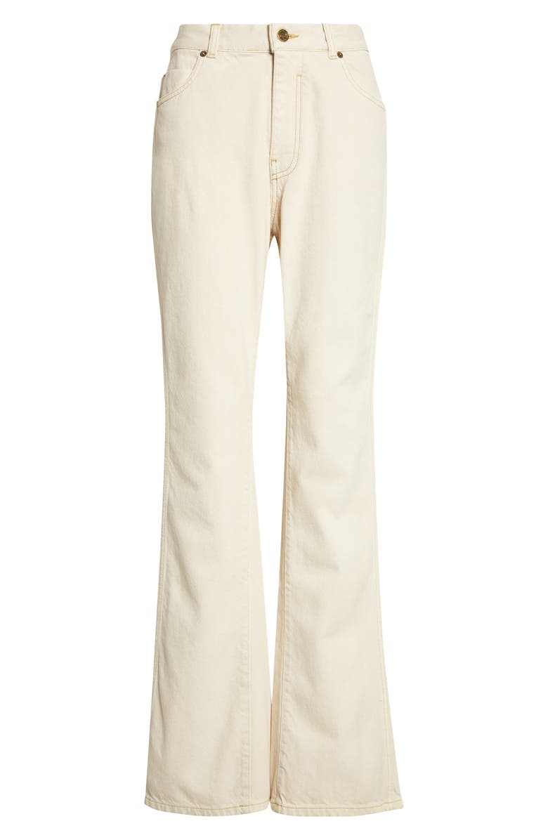 Balmain High Waist Tailored Jeans, Main, color, Beige