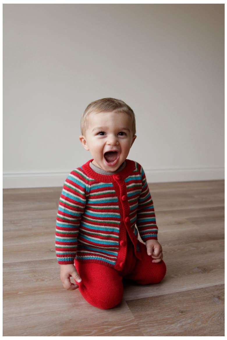 Baby Alpaca Cardigan, Multi Stripe, Alternate, color, Striped