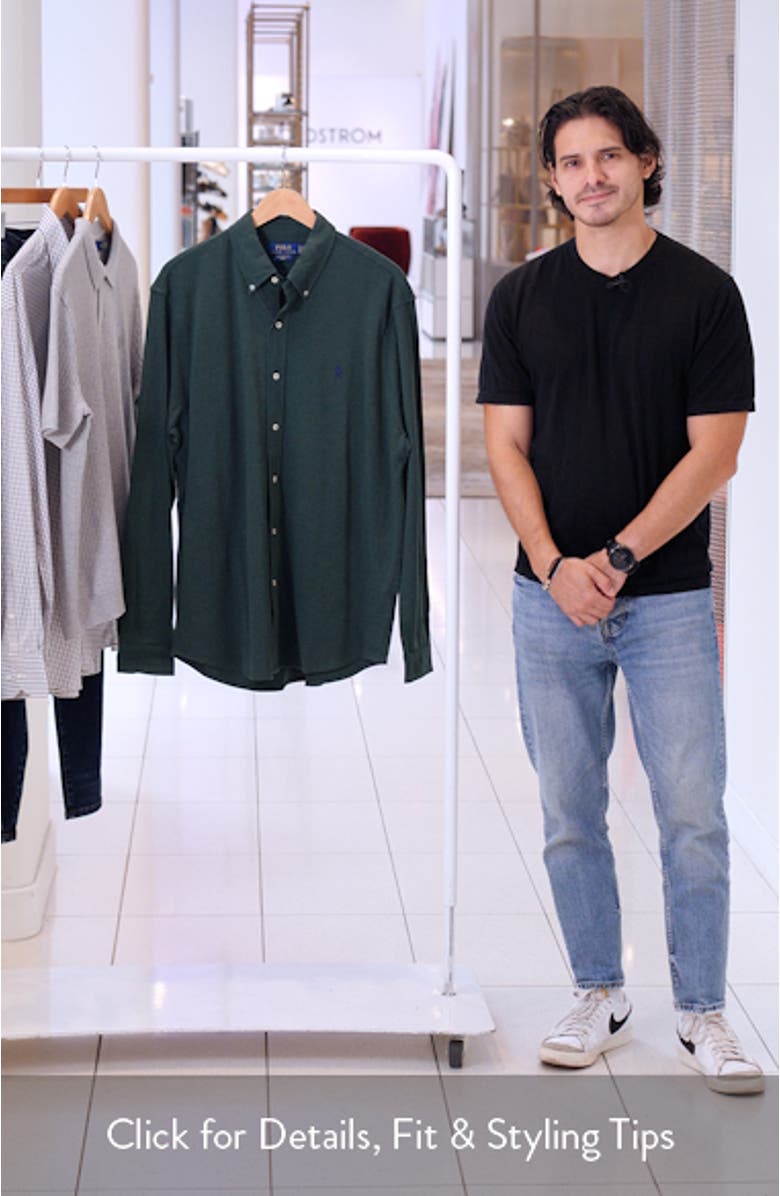 Featherweight Stretch Cotton Piqué Button-Down Shirt, sales video thumbnail