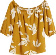 Loveappella Floral Print Off the Shoulder Top