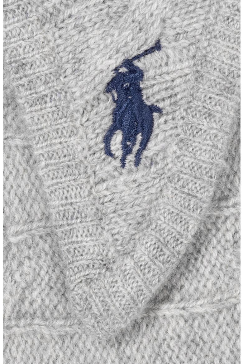 Cable Knit Wool & Cashmere Triangle Scarf, Alternate, color, SOFT GREY