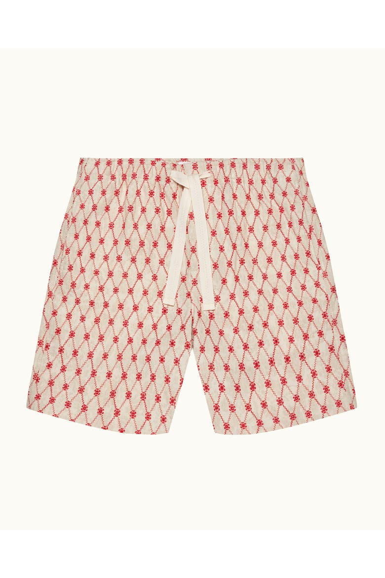 Alex Cotton-Linen Relaxed-Fit Shorts, Alternate, color, SUMMER RED/WHITE SAND