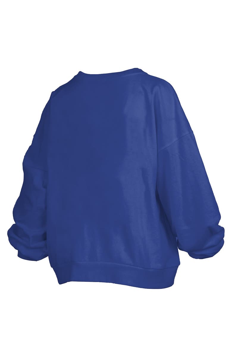 PRESSBOX Women's Pressbox Royal Kentucky Wildcats Janise Arch Over Logo Waist Length Oversized Pullover Sweatshirt, Alternate, color, Royal
