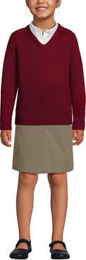 Lands' End School Uniform Kids Cotton Modal V-neck Sweater