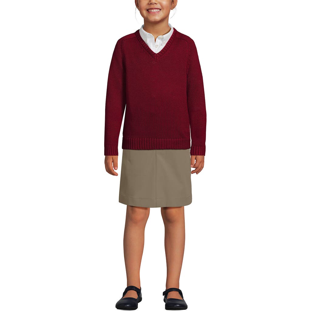 Lands' End School Uniform Kids Cotton Modal V-neck Sweater In Garnet