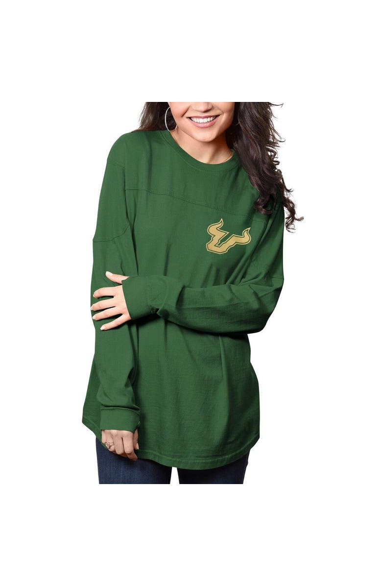 PRESSBOX Women's Pressbox Green South Florida Bulls The Big Shirt Oversized Long Sleeve T-Shirt, Alternate, color, 